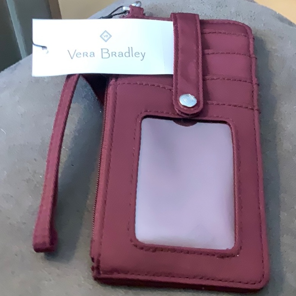 Vera Bradley Maroon Wristlet with ID Window
